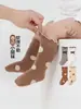 Calcetines de longitud media para niños para primavera y otoño, calcetines de algodón con lunares de encaje y lazo para niñas, suaves y no restrictivos, calcetines de bebé Clase A