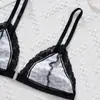 Atacado do Fabricante Novo Renda Francesa Frontal Botão Triângulo Copo Sutiã Costas Bonitas Finas Respirável Roupa Íntima para Mulheres