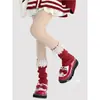Calcetines de Encaje Lolita para Pantorrilla Calcetines Lindos Japoneses de Media Pantorrilla Blanco Crema Primavera y Verano Calcetines Finos con Felpa