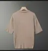 Camisa polo masculina de verão, de malha, manga curta, coreana, slim fit, cor pura, seda gelo, casual, lapela, meia manga, camiseta, camisa de baixo