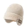 Gorro de Punto Cálido Forrado de Lana para Hombre con Ala Ancha para Deportes al Aire Libre Engrosado Protección para los Oídos para Esquí Ciclismo Gorro de Lana a Prueba de Frío