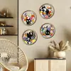Pintura Colgante de Madera Estilo Nórdico Moderno Transfronterizo Atardecer Retro Montaña y Mar Decoración de Pared Artística Redonda Tridimensional en Capas para el Hogar