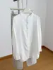 Camisa Feminina de Gaze de Algodão com Camada Dupla e Gola Alta, Coleção Outono 2026, Nova, Versátil, Cor Sólida, Comprimento Médio, 100% Algodão
