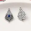 Acessórios de Anel Duplo Pequeno Peixe Gourd Morcego Moeda Prata Esterlina 925 Vintage Pedra Desgastada Incrustada Ágata Vermelha do Sul Lápis Lazúli Ornamentos