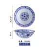 Cuenco de Porcelana Azul y Blanco para Fideos de Res de Lanzhou, Cuenco para Sopa, Cuenco Cónico, Cuenco para Fideos Caracol, Cuenco para Fideos con Salsa Frita, Cuenco Comercial para Fideos, Cuenco para Fideos con Salpicaduras de Aceite