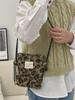 4112 Outono e Inverno Pelúcia Estampa de Leopardo Bolsa de Armazenamento Portátil Celular Batom Necessaire Bolsa de Ombro Transversal para Compras