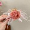 Grampo de cabelo de laço de cetim vintage feminino elegante e baixo, clipe de pontail para trás, grampo de cabelo para cabeça