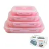 Fabricante en stock lonchera plegable de silicona portátil hermética caja de almacenamiento para refrigerador traje caja bento caja de picnic