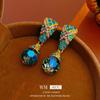 Pendientes vintage de mediados de la antigüedad con aguja de plata y diamantes incrustados en forma de gota de agua, elegantes pendientes de alta calidad para mujer, venta al por mayor