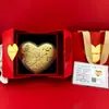 Bolo Shuibei Coração Dourado 520 Dia dos Namorados Bolo de Ouro Puro 999 520Mg Formato de Coração Ornamento Criativo Presente