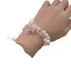 Pulsera de Estrella con Perla de Imitación y Lazo Rosa para Mujer Diseño de Nicho Estilo Dulce Pulsera de Perlas Pulsera Elegante de Gama Alta