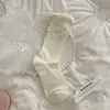 Calcetines de Lunares para Mujer, Calcetines de Verano Finos de Media Pantorrilla con Bordes Fruncidos, Calcetines Estilo Ballet Japonés para Niñas