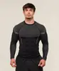Gymshark Ropa de Moda Fitness para Hombre Camisetas de Compresión Transfronterizas Camiseta de Manga Larga para Entrenamiento de Running Tiburón Muscular