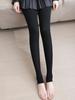 Leggings Grossos Quentes com Forro de Fleece para Outono e Inverno, Cintura Alta, Algodão Penteado Canelado com Listras Verticais e Passador de Pé Integrado