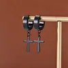 Pendientes de Acero Inoxidable con Forma de Cruz para Hombres y Mujeres, Moda Punk con Personalidad, Hebilla de Oreja, Pendientes Sencillos Chapados en Oro de 18 Quilates, Venta al por Mayor