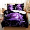 Conjunto de cama com estampa de rosas, capa de edredom, conjunto de cama grande com impressão digital, conjunto de três peças