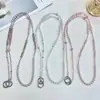 Cadena Cruzada de Cristal Perlado Iridiscente de Lujo para Teléfono, Estilo Largo, Se Puede Usar como Cadena de Mochila, Sensación de Alta Gama, Venta al por Mayor