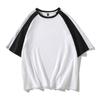 Verano Nuevo Camiseta Casual de Algodón Puro para Hombre Cuello Redondo Talla Grande Talla Europea Manga de Tres Cuartos Bloques de Color Manga Corta