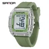 Popular Reloj Electrónico Sanda con Forma de Barril y Pantalla Única, Despertador Impermeable, Reloj de Pulsera para Estudiantes, Reloj Multifuncional con Esfera Grande, Dropshipping