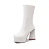 Comercio Electrónico Transfronterizo Botas de Tacón Alto hasta la Mitad de la Pantorrilla Talla Grande 40-43 Otoño/Invierno Botas de Tacón Grueso para Mujer Tacón Ultra Alto Estilo Dulce Fresco Personalidad