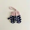 Guantes de Punto Infantiles Otoño Sur Estilo Coreano Lunares Bloque de Color Manoplas con Cuelga Cuello Unisex para Bebé Guantes de Dedos Completos Modernos