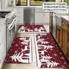 Felpudo de decoración navideña transfronterizo, alfombrilla de cocina de terciopelo de cristal, absorbente de agua y aceite, antimanchas, alfombra de fácil cuidado