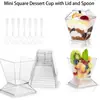 Varios Platillos para Salsa Tazas Cuadradas Tazas para Mousse Plástico Transparente Vajilla Platos para Postre Platos Pequeños para Aperitivos de Fiesta con Cuchara
