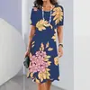 Comercio Exterior Transfronterizo Explosiones Elegante Vestido de Verano para Mujer con Estampado Digital 3D de Flores de Colores de Manga Corta