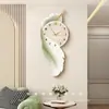 Reloj de Pared de Plumas para Sala de Estar, Pintura Decorativa de Gama Alta para Comedor, Reloj Silencioso Moderno de Lujo Ligero para Uso Doméstico, Compra al por Mayor