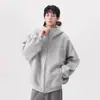 Moletom Versátil Tendência 300g Masculino Outono Inverno Novo Estilo Americano Oversized com Capuz Solto Casual Jaqueta Moletom