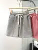 Shorts Esportivos Casuais de Cor Sólida Elástico de Cintura Alta com Cordão Estilo Americano para Mulheres, Verão Soltos Versáteis de Perna Larga Estilo Coreano