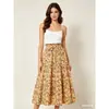 Nueva Falda Floral 2026 para Mujer, Falda de Cintura Alta Corte A, Falda de Paraguas Estampada Estilo Bohemio, Falda Retro Europea y Americana
