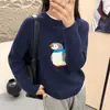 Suéter Pulóver de Dibujos Animados con Cuello Redondo para Estudiantes de Secundaria para Niñas, Suéter de Punto para Estudiantes de Secundaria, Ropa Interior para Estudiantes de Preparatoria, Camiseta Básica para Niños Grandes para Niñas