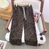 Pantalones de Leopardo Owis tan delgados, Importados de Pana Ultrafina Engrosada/Terciopelo Microacampanados con Estampado de Leopardo