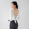 Top de Yoga Costas Nuas para Mulheres com Lindas Alças nas Costas, Blusa Esportiva Solta de Manga Longa, Visual Emagrecedor para Pilates e Fitness
