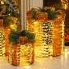 Caja de regalo navideña redonda hueca transfronteriza con adornos para debajo del árbol de Navidad, caja de regalo luminosa con ventana, decoración de caja de regalo