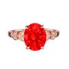 Lujo Concubina Imperial moda imitación diamante rojo natural cristal rosa Morganita anillo chapado en 18K incrustado anillo de diamante de tesoro de color