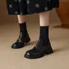 Botas Martin Chuyuji de Punta Redonda con Camelia para Mujer, Nuevas Botines de Suela Gruesa para Otoño e Invierno, Botas Elásticas de Punto, Botines Estilizadores de Tacón Grueso