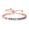 Pulsera de cadena de garra de circón de color popular de Europa y Estados Unidos para mujer, cadena de tenis de diamantes completos, Amazon explosiones griegas temu al por mayor