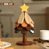 Alfombrilla Aislante para Árbol de Navidad de Gama Alta, Decoración de Mesa, Posavasos Creativo para Ollas Anti-quemaduras de Madera Maciza para Árbol, Regalo de Navidad