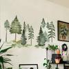 MS711 Nuevo Bosque de Pinos Acuarela Dormitorio Sala de Estar Pared de Fondo Pegatinas de Pared Decorativas Pegatinas de Pared Autoadhesivas