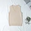 Fábrica de Punto al por Mayor 21 Colores Uniforme Jk Chaleco de Color Liso Estilo Japonés Cuello en V Jersey Chaleco de Punto Otoño e Invierno