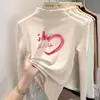Camiseta térmica para niña con forro de polar, nuevo estilo otoño/invierno, camiseta de manga larga moderna y cálida para niños mayores, con cuello semi-alto