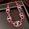 Brincos e Colar Vintage com Pedras de Diamante em Forma de Gota, Corrente Clavicular Retro Francesa, Conjunto de Joias de Luxo Leve de Alta Qualidade
