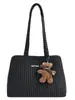 Bolsa Composta Xadrez Preto e Branco Grande Capacidade Portátil Estilo Preguiçoso Coreano Para Ir ao Trabalho Passeio Versátil Bolsa de Mão Ombro Tote