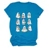 Amazon eBay Tienda Independiente Casual Linda Divertida Camiseta de Manga Corta con Cuello Redondo de Fantasma Leyendo un Libro para Mujer para Exportación