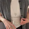Collar Largo con Borlas Plateadas del Mismo Estilo que una Bloguera Coreana para Mujer, Cadena para Suéter de Tetera de Alta Gama Elegante y Versátil para Mujer