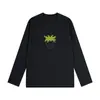 Camiseta de Manga Larga de Algodón Puro Estilo Japonés Hong Kong Unisex Primavera y Otoño Marca de Moda Cuello Redondo Holgada Versátil Camiseta Básica