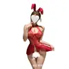Lencería profundamente seductora, body sexy de conejita, tentación de encaje, entrepierna abierta, uniforme con cuentas, conjunto de pijama