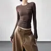 Camiseta de Manga Larga con Estampado de Letras para Mujer, Nueva Moda Invierno 2025 Más Vendida, Top Ajustado Básico